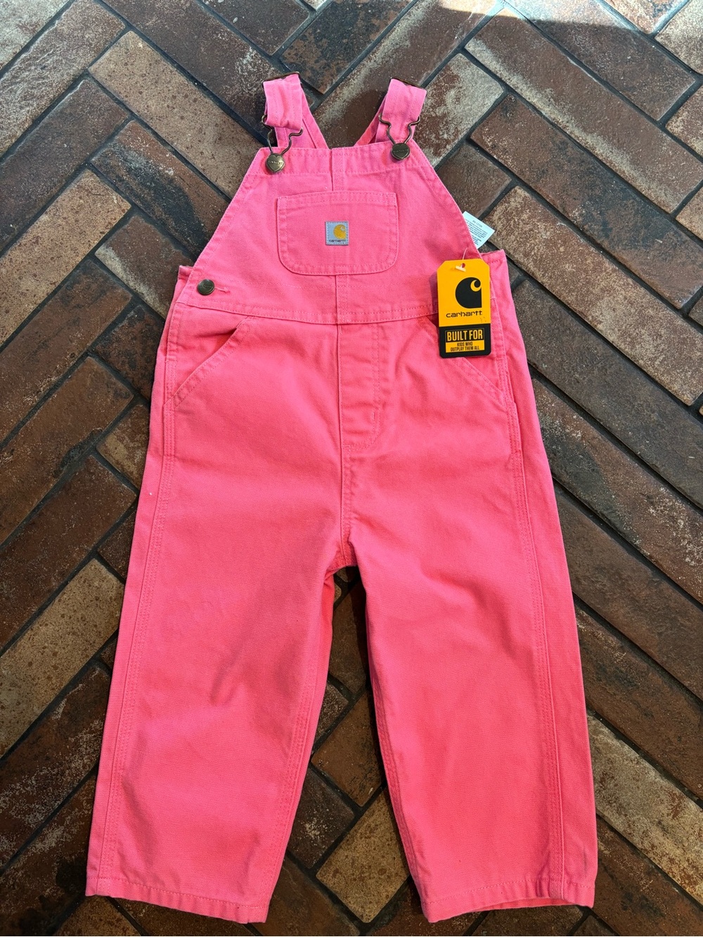 Carhartt Toddler Girls Overalls 2T Pink Canvas Bib NWT Loose Fit Workwear